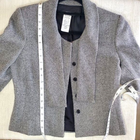 VTG Philippe Adec Wool Striped Cropped Blazer Work Casual Preppy Jacket Sz 4 - Picture 5 of 12